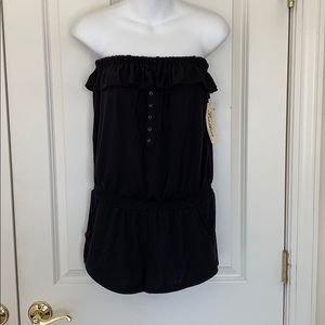 Black strapless romper